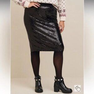 Torrid Skirt 3 (22-24) Black Sequin Midi Elastic Waist